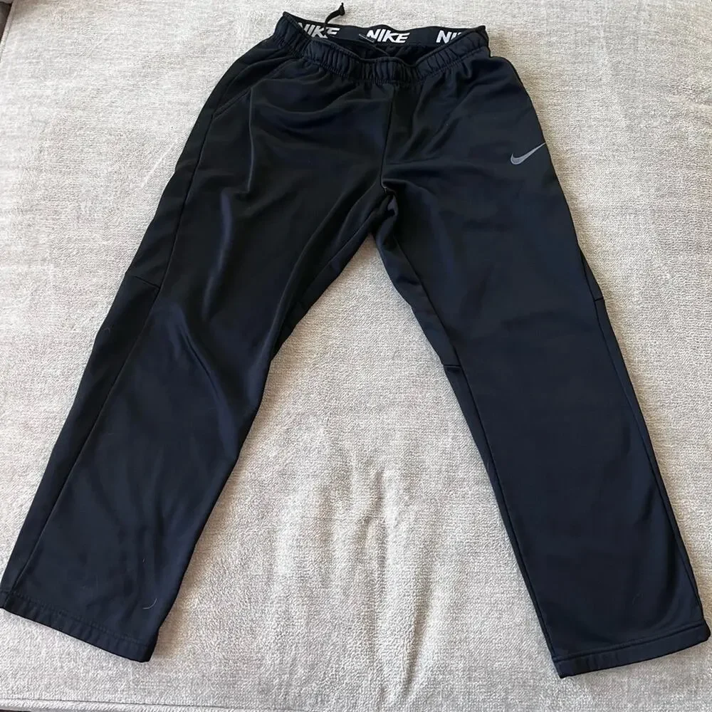 Nike Therma Training Pants Men L Lined Sweatpants Triple Black 800191-010 Swoosh
